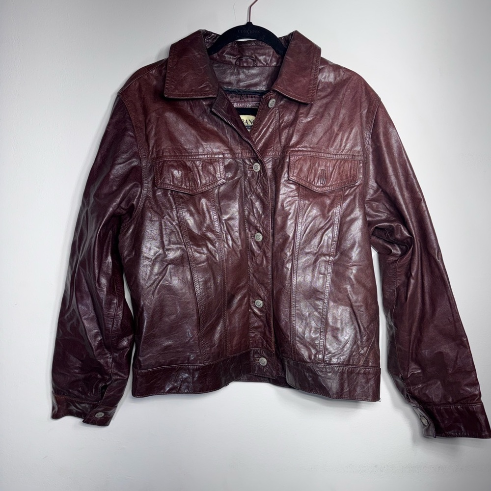 Shebang US Original Brown Genuine Leather Jacket Men’s 2XTrucker Style